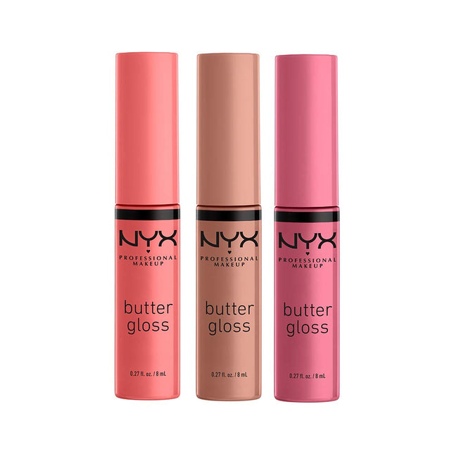 NYX PROFESSIONAL MAKEUP Butter Gloss, Non-Sticky Lip Gloss - Pack of 3 (Angel Fo