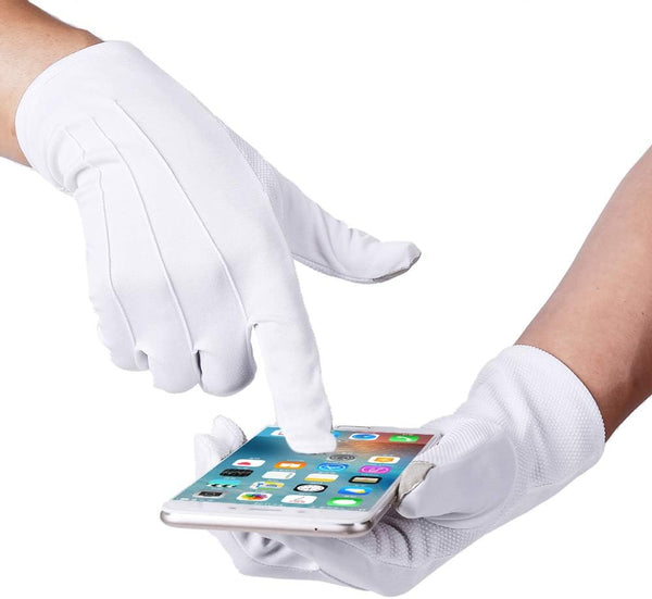 JISEN Men Police Formal Tuxedo Honor Guard Parade Nylon Cotton Gloves 26cm One Size Touchscreen