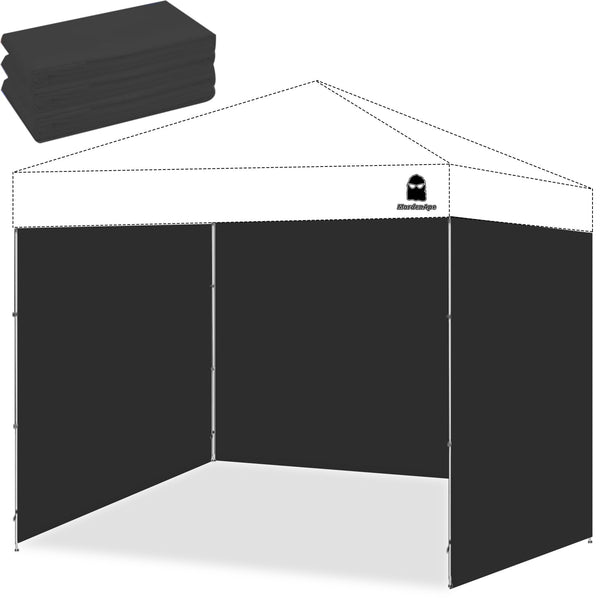 10x10 Pop Up Canopy Tent Sidewalls - Straight Leg Compatible, 300D Waterproof Polyester with 99% UV Protection, 3 Piece Black Wall Set Fit 10x10