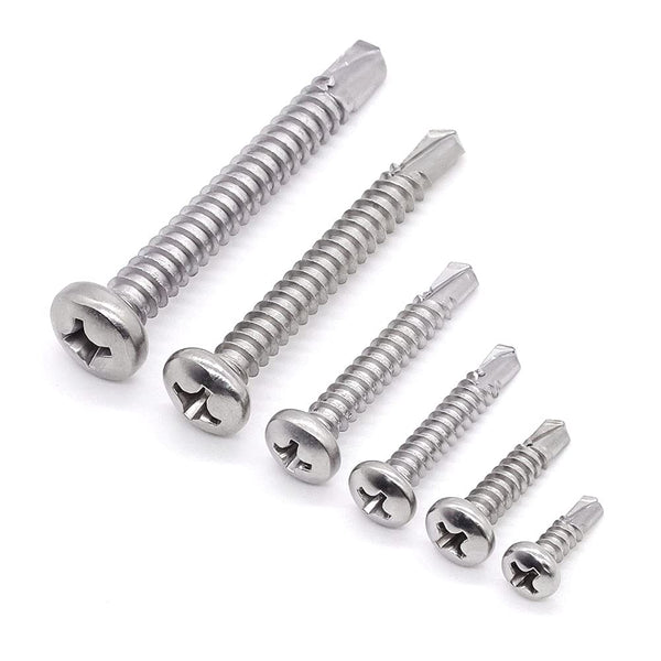 50pcs 2 x 1 Phillips Pan Head Self Drilling Screw, 410 Stainless Steel, Pan Head Quick Self Tapping Screws for Sheet Metal, Wood, Plastic,