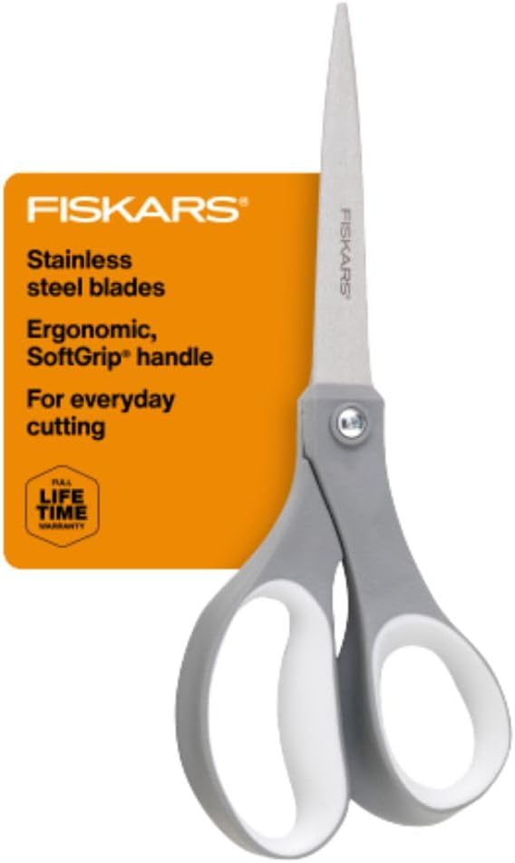 Fiskars All Purpose Scissors, High Performance Cutting, Stainless Steel Blades, Ergonomic and Comfort Handles, Perfect for Arts and Crafts and the