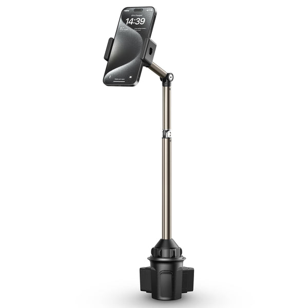 JSAUX Car Cup Holder Phone Mount, Metal Long Arm, Adjustable Base ClipMount
