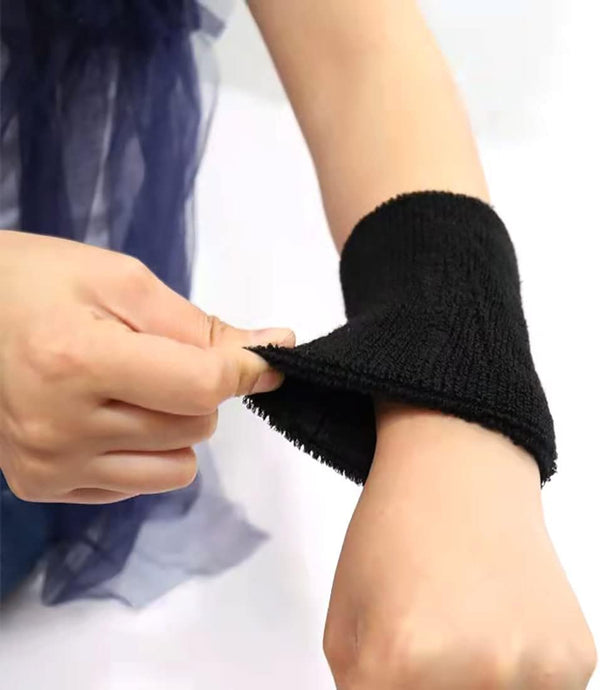 Sweatbands Sports Wristbands for Men and Women - 6 inch Elastic Athletic Wrist Bands for Tennis, Basketball, Running, Working Out black