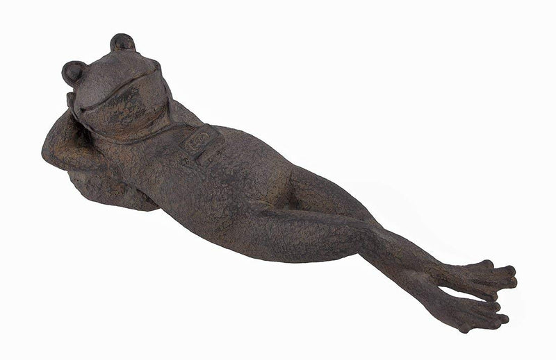 Bellaa 25686 Napping Frog Statue Relax Resting Meditating Zen Garden Buddha Sculpture Yoga Contented Talisman Gift Feng Shui Vastu Figurine 12 Inch