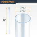 POWERTEC Clear PVC Pipe 2-1/2" x 36" Long, 1PK Rigid Plastic Tubing, Round Tube Compatible w/Dust Collection Fitting, for Woodworking Tool, Dust
