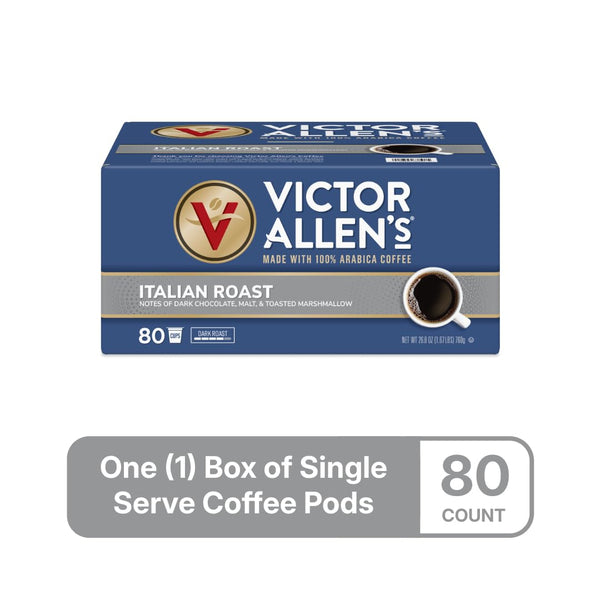 Victor Allen's Coffee Italian Roast, Dark Roast, 80 Count, Single Serve Coffee Pods for Keurig K-Cup Brewers Italian Roast 80 Count (Pack of 1)