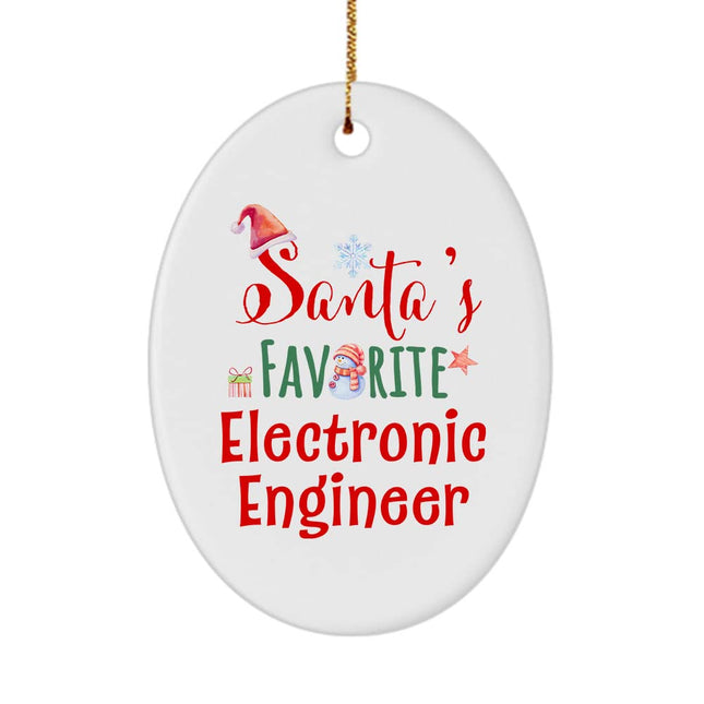 Santa'S Favorite Electronic Engineer Ornament Gifts - Oval Shaped - Birthday Christmas Tree Party Decor - Him Her Boss C