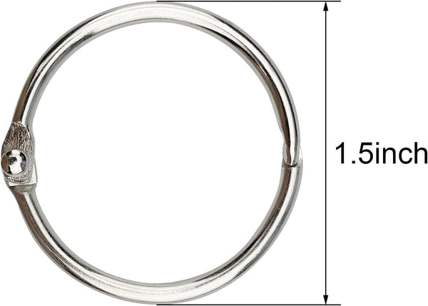 KTOJOY 1.5 Inch (20 Pack) Loose Leaf Binder Book Rings, with Metal Nickel Plated for Key,and Index Cards, for School, Home, or Office, Silver