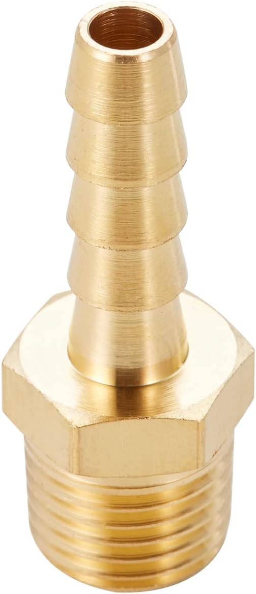 Brass Hose Barb Fittings,1/4" Barb x 1/4" NPT Male Air Hose Pipe Fittings,Compression Hose Fittings Adapter 6pcs