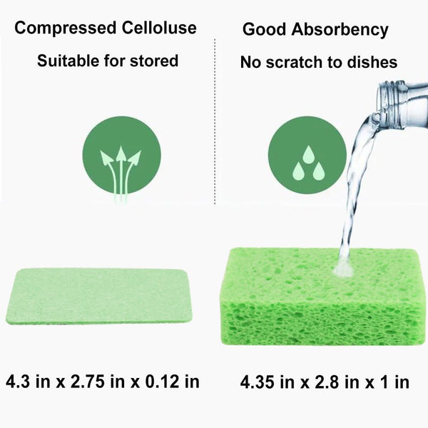 METUUTER 12-Count Kitchen Sponges- Compressed Cellulose Sponges Non-Scratch Natural Dish Sponge for Kitchen Bathroom Cars, Funny Cut-Outs DIY for