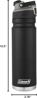 Coleman Autoseal FreeFlow Stainless Steel Water Bottle, Black, 24oz 24oz Black
