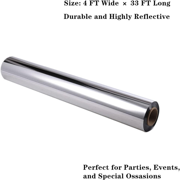 Double Sided Silver Mirror Carpet Aisle Runner Decorative Runner Rug for Weddings, Birthday, Prom, Glam Party (Silver, 4' x 33') 4' x 33' (Runner)