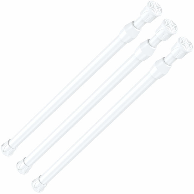 AIZESI 3Pcs White Spring Tension Rond Short Curtain Rods Small Curtain Tension Rods 16 to 28 Inch Adjustable Curtain Rod