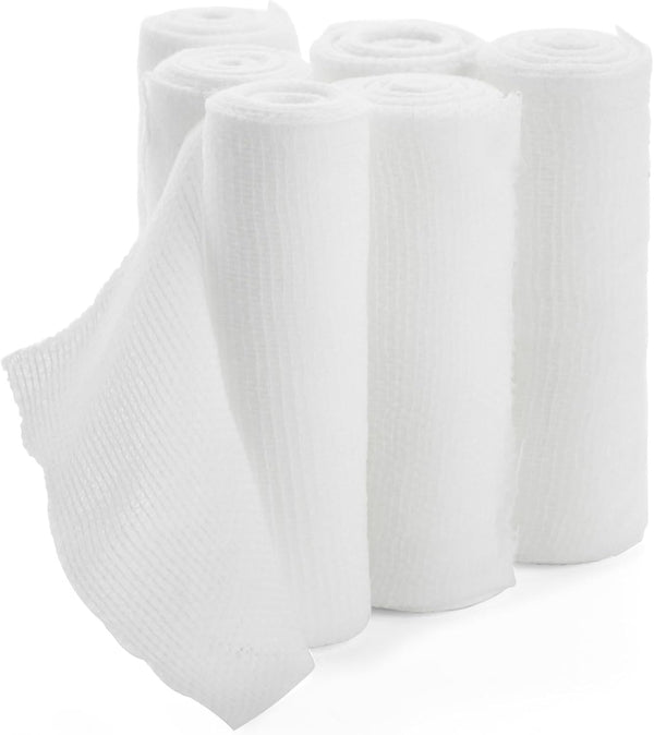 Juvale 4-Inch Gauze Bandage Roll - Soft Stretchy Fabric & Gauze Wrap - Breathable Textured Design for Secure Compression - Pack of 1, 48 Count
