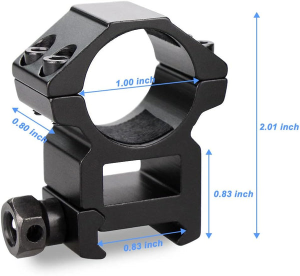 Scope Rings, Rifle Scope Mount High Profile Scope Mounts for Picatinny Rail (1 Inch, Set of 2)