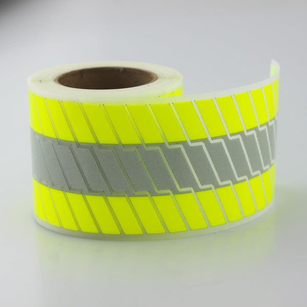 High Visibility Silver Reflective Heat Transfer Vinyl Iron on Tape for Clothing Fluorescent Yellow Striped-2# (2 Inch X 5 Yard)