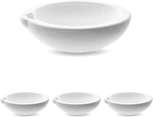 QWORK Ceramic Crucible Bowl, 4 Pcs Quartz Melting Dishes Pot for Melting Casting Refining Gold Silver Brass Alloy, 100G