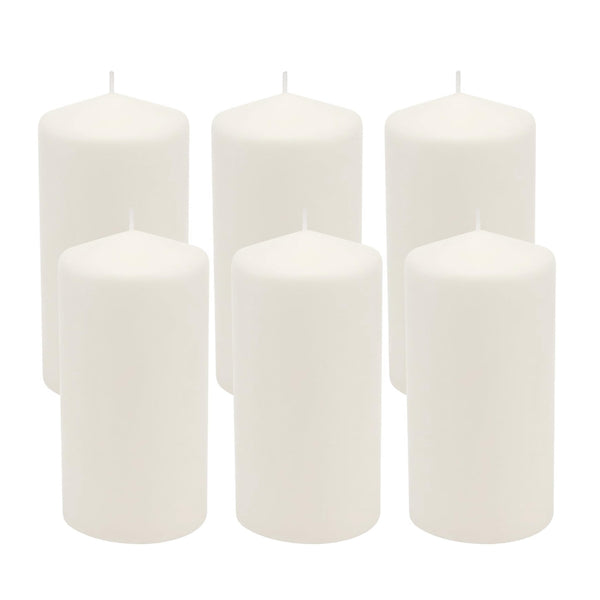Stonebriar Unscented White Tall Pillar Candles, 65 Hour Burning Candle Pillars, Perfect for Decor, Weddings, Emergencies 3" X 6", 6 count Pack of