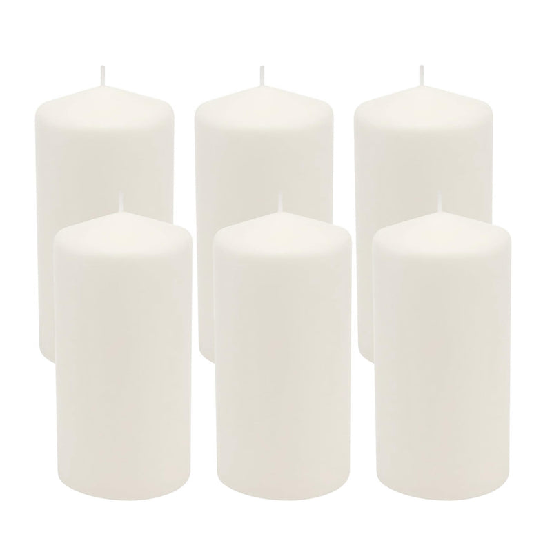 Stonebriar Unscented White Tall Pillar Candles, 65 Hour Burning Candle Pillars, Perfect for Decor, Weddings, Emergencies 3" X 6", 6 count Pack of
