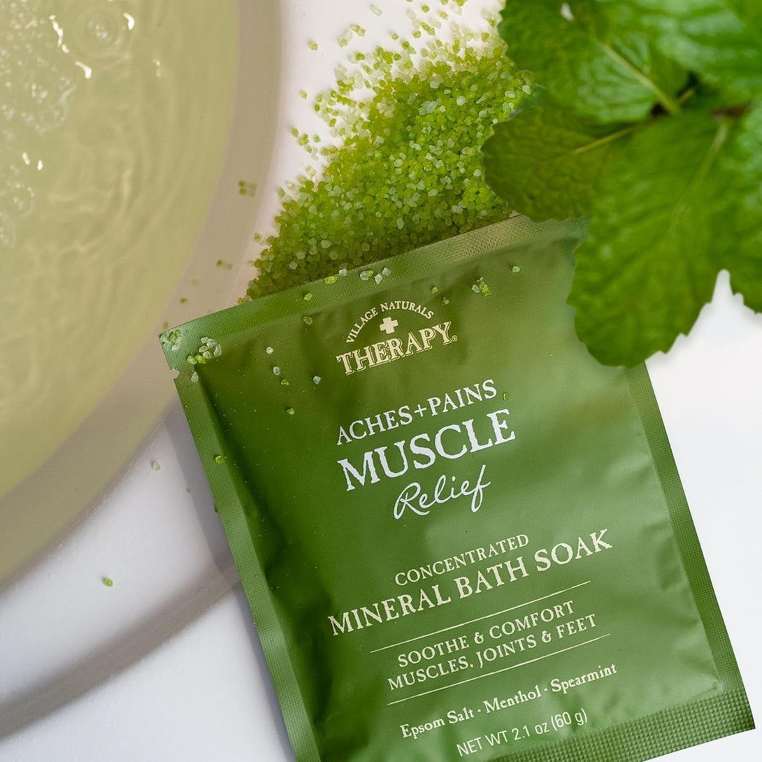 Village Naturals Therapy 3-Piece Relaxing Muscle Wellness Spa Gift Set, Eucalyptus Mint Scent