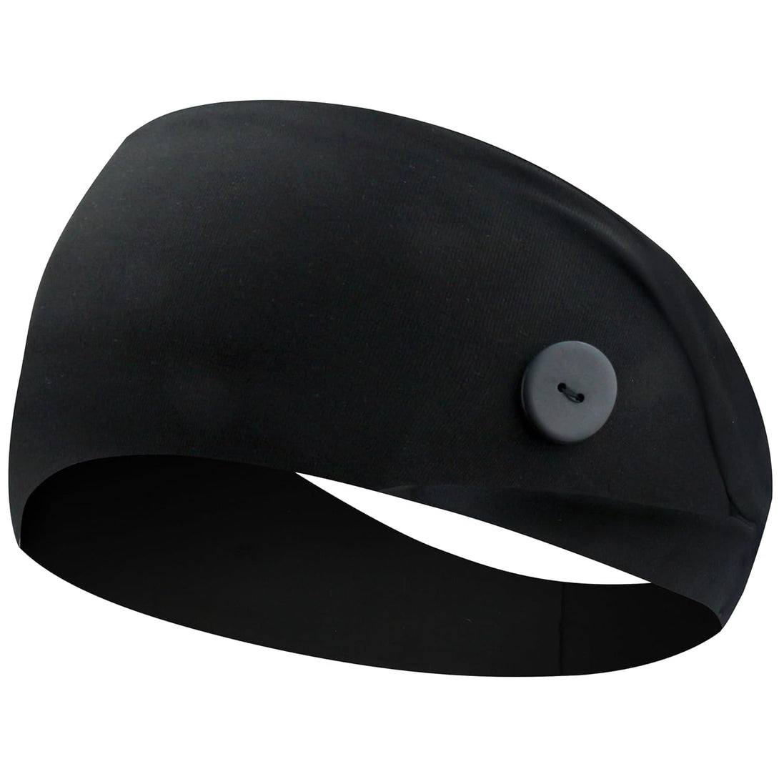 ABAMERICA Headbands with Button for Mask, Wide Nurses Headbands Non Slip Elastic Ear Protection for Women Men Doctors Sweatband Headband