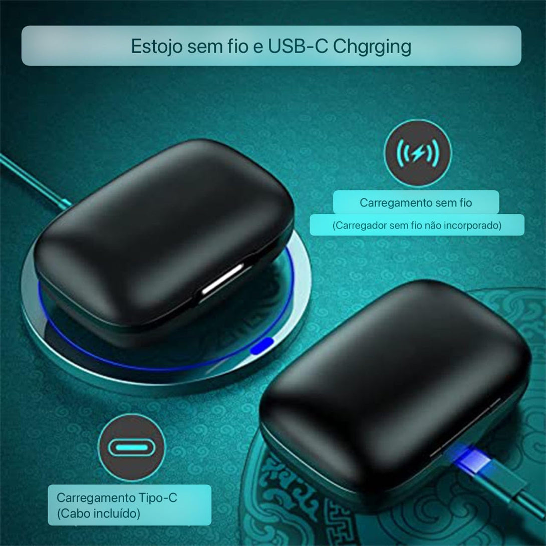 T59 Bluetooth Headphones Wireless Earbuds 72Hrs Playtime Wireless Charging Case Digital Display Sports Ear Buds with Earhook Premium Deep Bass IPX7 Waterproof In-Ear Earphones Black