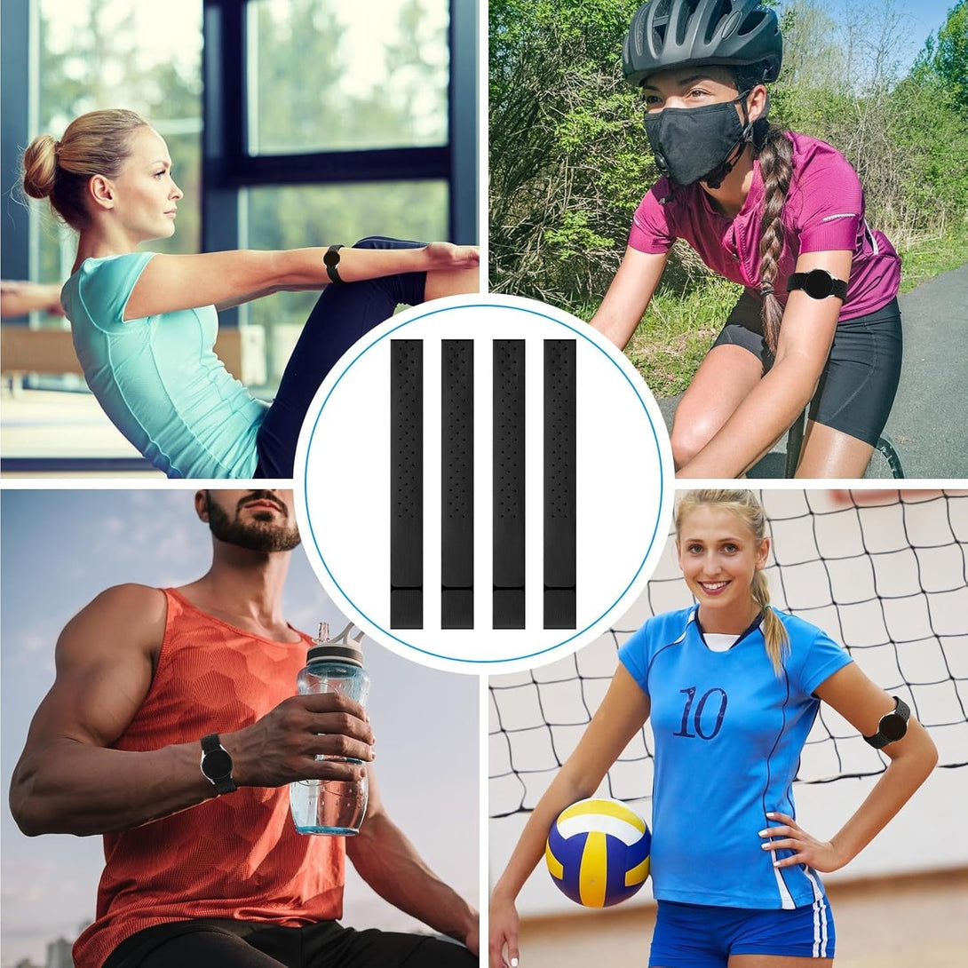 Oudain 4 Pcs Replacement Heart Rate Monitor Band, Soft Heart Rate Armband Strap, Theory Fitness Adjustable(0.8 X 14.2 Inch,Black)