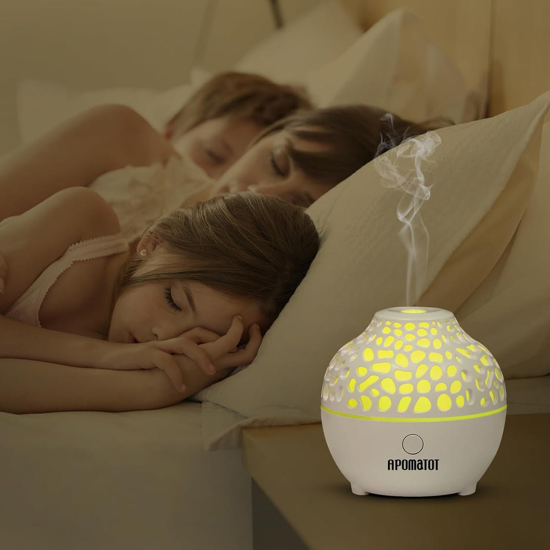 APOMOTOT 2 Pack Essential Oil Diffuser,Mini Portable Aromatherapy Diffusers,60Ml Cool Mist Humidifier with USB 7 LED Light Color,Waterless Auto Shut-Off for Gift Home Office Room