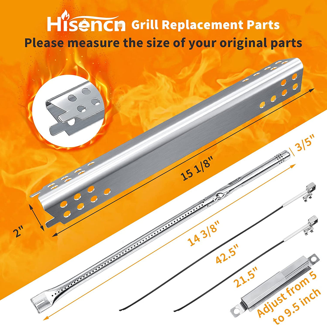 Hisencn Grill Replacement Parts for Charbroil Advantage Series 4 Burner 463344015 463432215 463240015 463343015 Gas Grills 3 Burner 463436815 Grill Burner Heat Plate Adjustable Crossover Tube