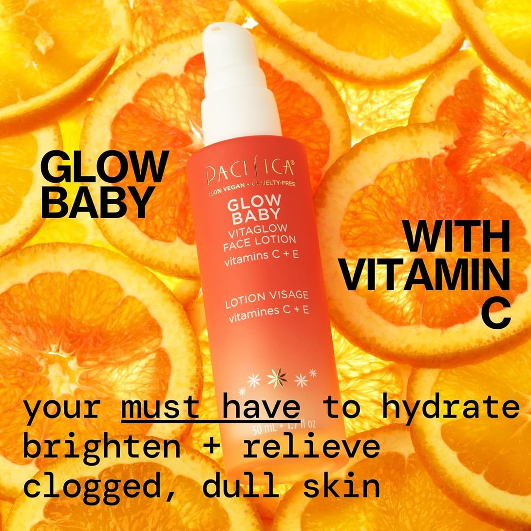 Pacifica Face Moisturizer - Vitamin C Face Lotion Glow Baby Vitaglow Face Moisturizer Glow Recipe, Vitamin E, Antioxidants, Dermatologist Tested 1.7 Oz