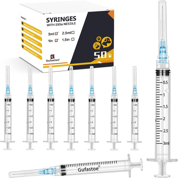 50Pack 3Ml/Cc with 23 Ga 1” Safety Individually Wrapped