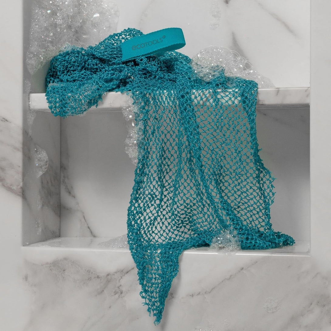 Ecotools Exfoliating Bath Net, Inspired by African Bath Net Sponge, Exfoliates & Cleanses Whole Body, Flexible & Reusable, Eco-Friendly Body Scrubber, Vegan & Cruelty-Free, 1 Count