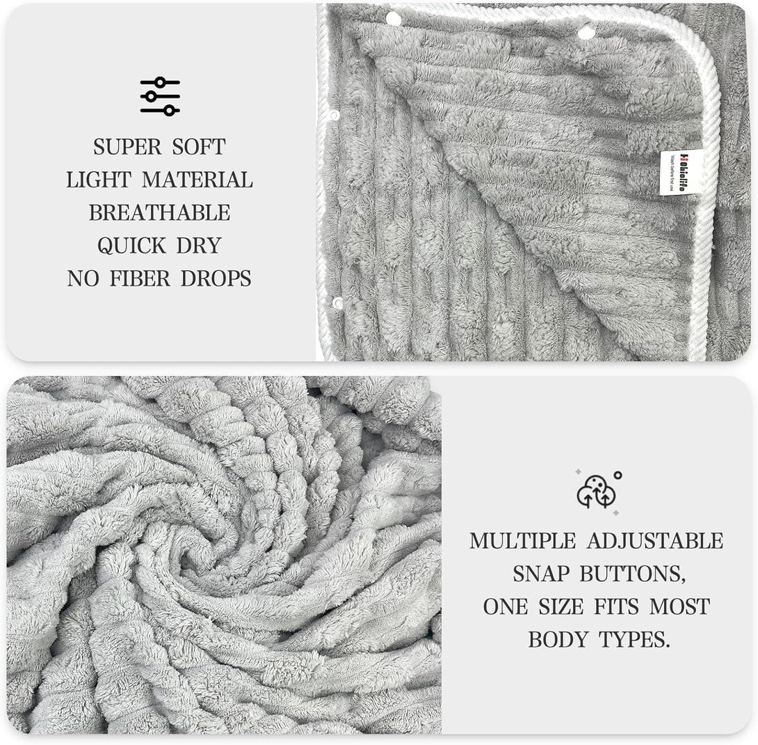 Adjustable Microfiber Bath Towel, Super Absorbent Bath Towel and Hair Towel Wrap for Gym, Spa, Sauna,Grey