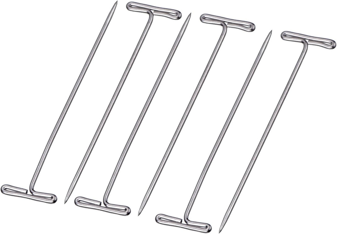 Mudder 100 Pack Wig T-Pins 2 Inch with Plastic Box, Silver