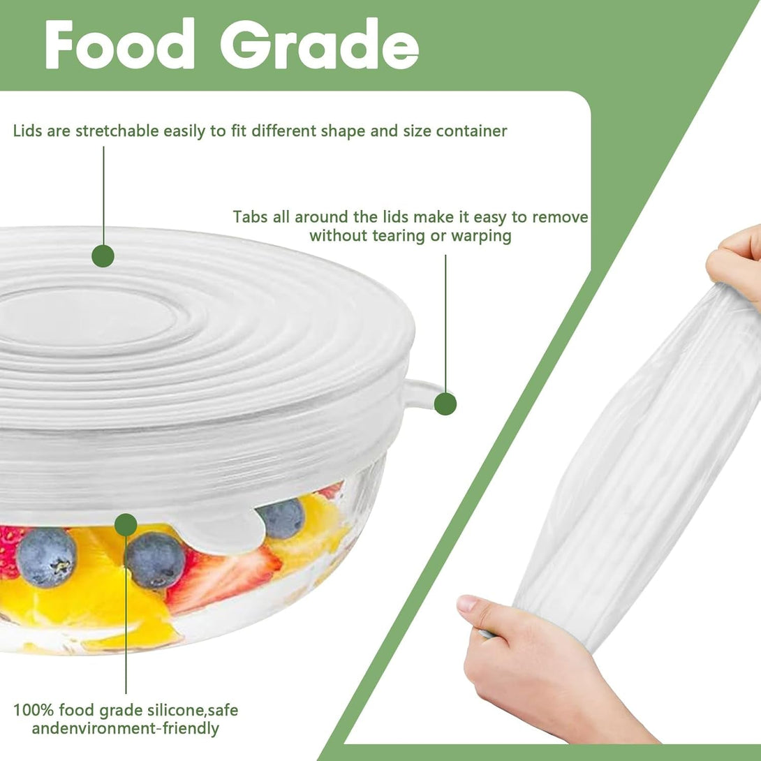 7-Piece Silicone Stretch Lids - Reusable Premium Silicone Stretch & Seal Lids for Most Containers