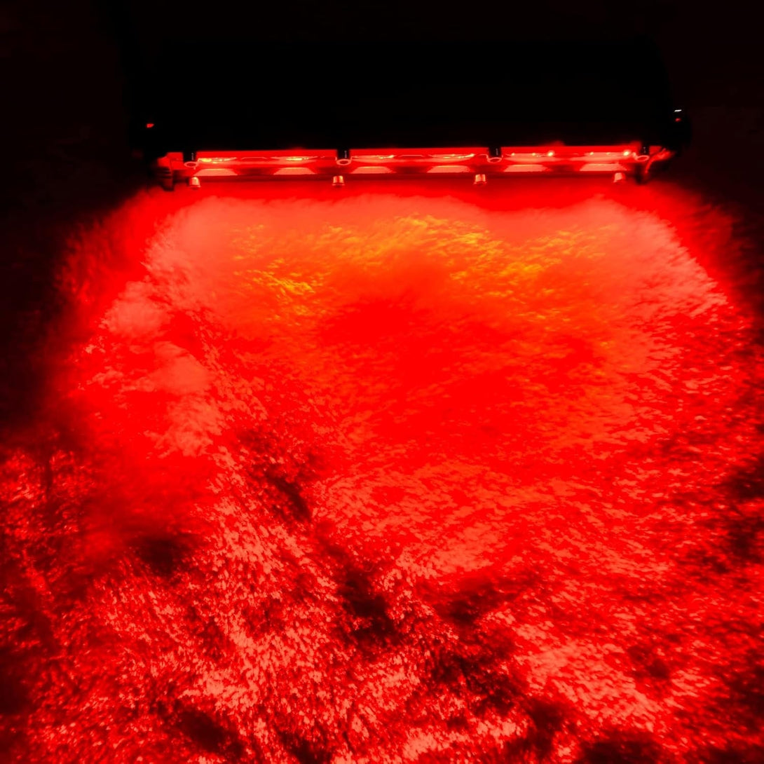 7-Inch 18W Red Single Row Off-Road Led Light Bar Pods, Work Driving Fog Lights, 12V 24V Ultra-Slim Thin Waterproof Combo Flood Spot Fish Hunting Lights for Truck Boat Marine Tractor, 2X Red, 36W