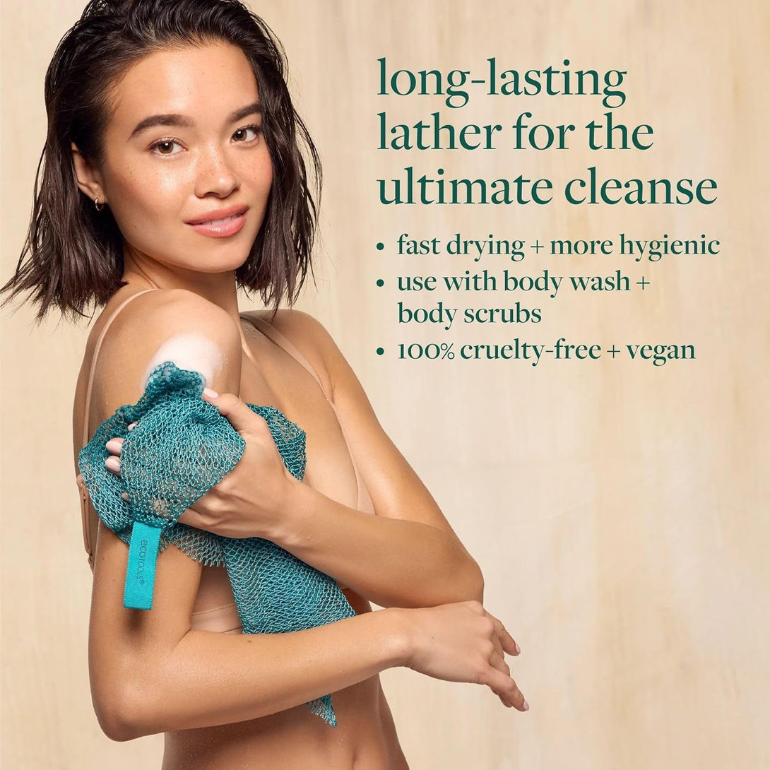 Ecotools Exfoliating Bath Net, Inspired by African Bath Net Sponge, Exfoliates & Cleanses Whole Body, Flexible & Reusable, Eco-Friendly Body Scrubber, Vegan & Cruelty-Free, 1 Count