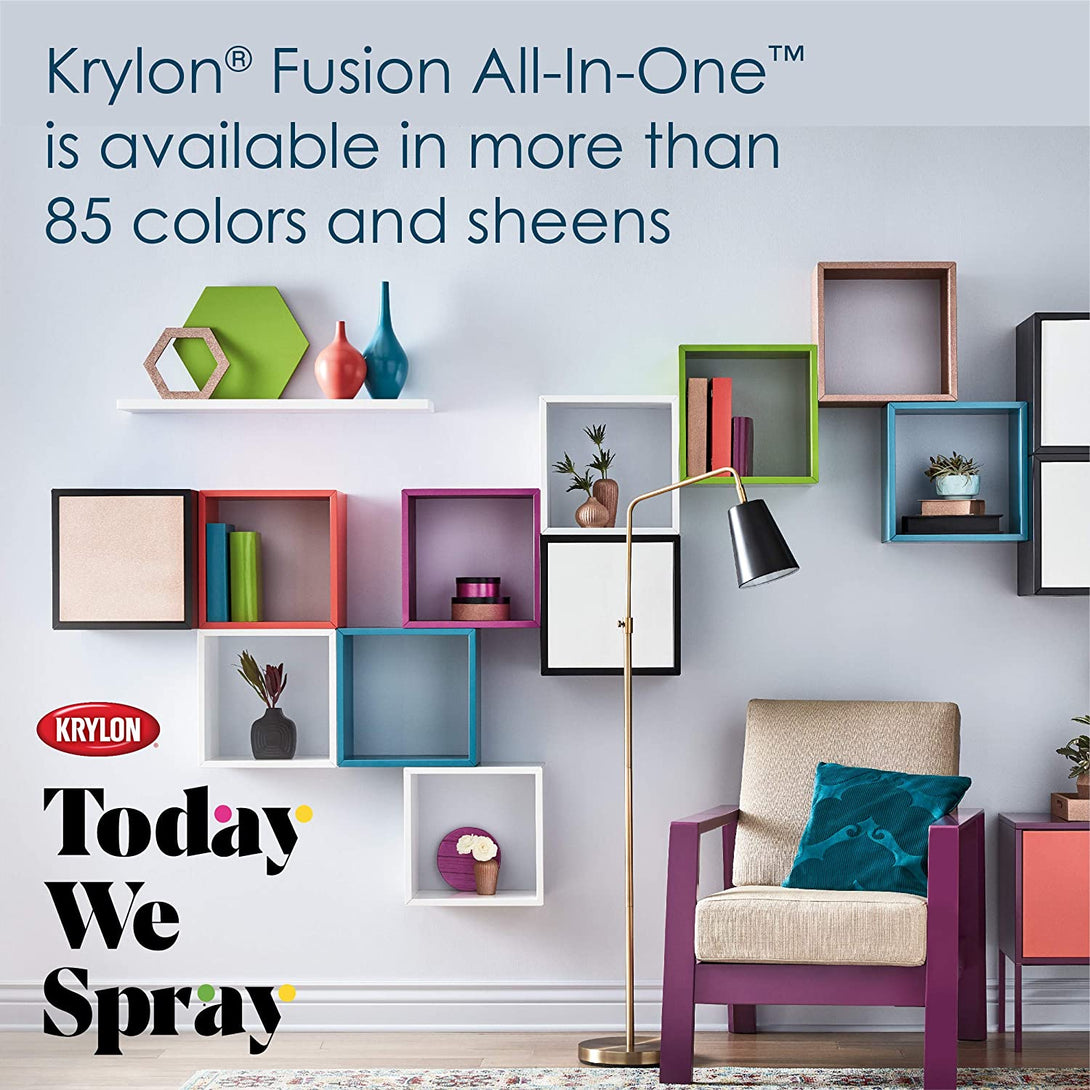 12 Oz Krylon K02702007 Black Fusion All-In-One Paint & Primer Spray Paint, Gloss