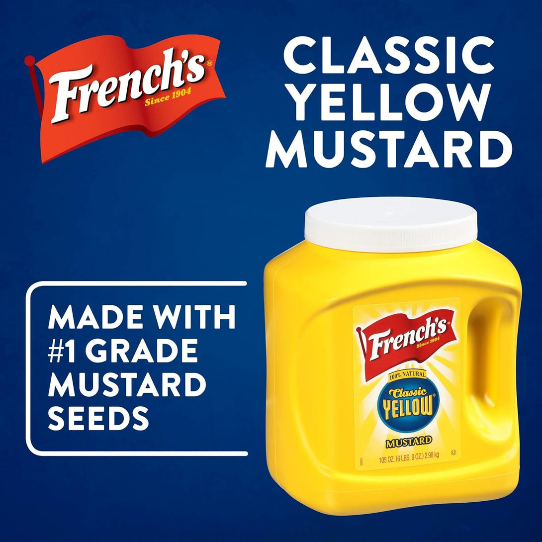 French'S Classic Yellow Mustard, 105 Oz - One 105 Ounce Bulk Container of Tangy and Creamy Yellow Mustard Perfect for Professional Use or for Refillable Containers at Home