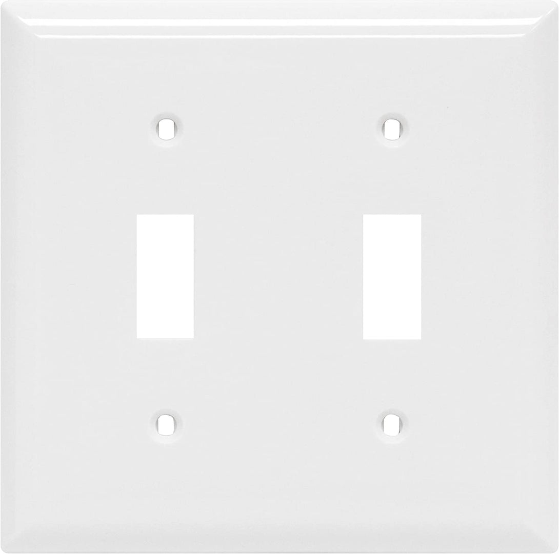 Power Gear Double Wall Plates Cover, 2 Gang, Light Switch Cover, 0.32" X 4.47", Outlet Covers, Screws Included, White, 44756