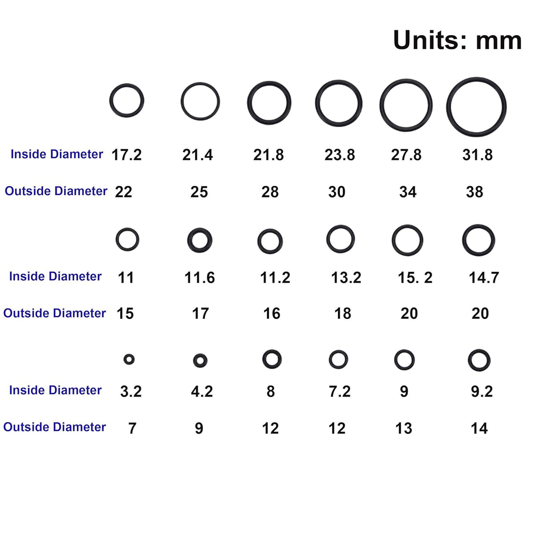 Tool Daily Pressure Washer O Rings Kit for Pump, Hose, Gun, Wand, Coupler, Adapter, Nozzle, 18 Sizes, 100 Pieces