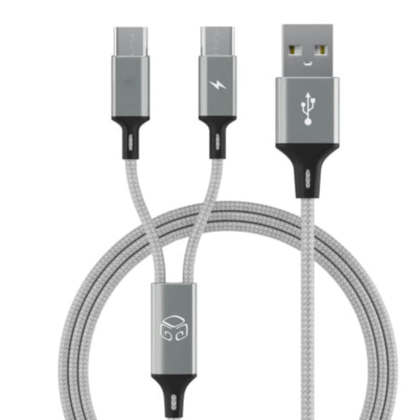 Pray 2 in 1 Fast Charging Cable 70Cm(2.3Ft), Nylon Braided USB Charger Cord with 2 Type-C Compatible with Iphone 16/15 Series, Android Phones & More