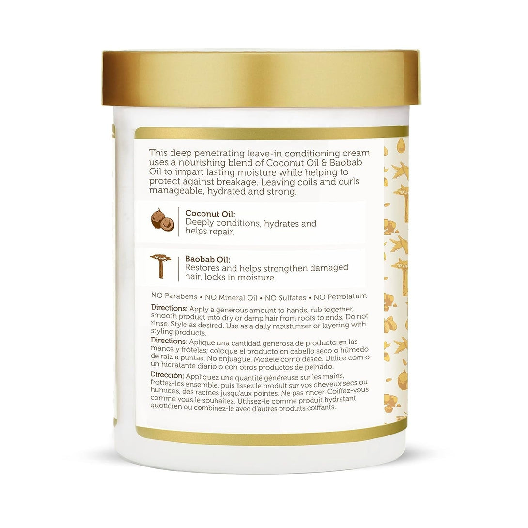 African Pride Moisture Miracle Coconut Oil & Baobab Oil Leave-In Hair Cream - Provides Intense Moisture & Helps Repair Natural Coils & Curls, Hydrates & Strengthens, 18 Oz