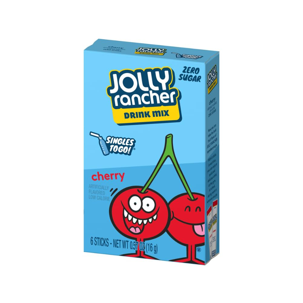 Jolly Rancher SINGLES to GO! Cherry, 6 Boxes with 6 Packets Each - 36 Total Servings