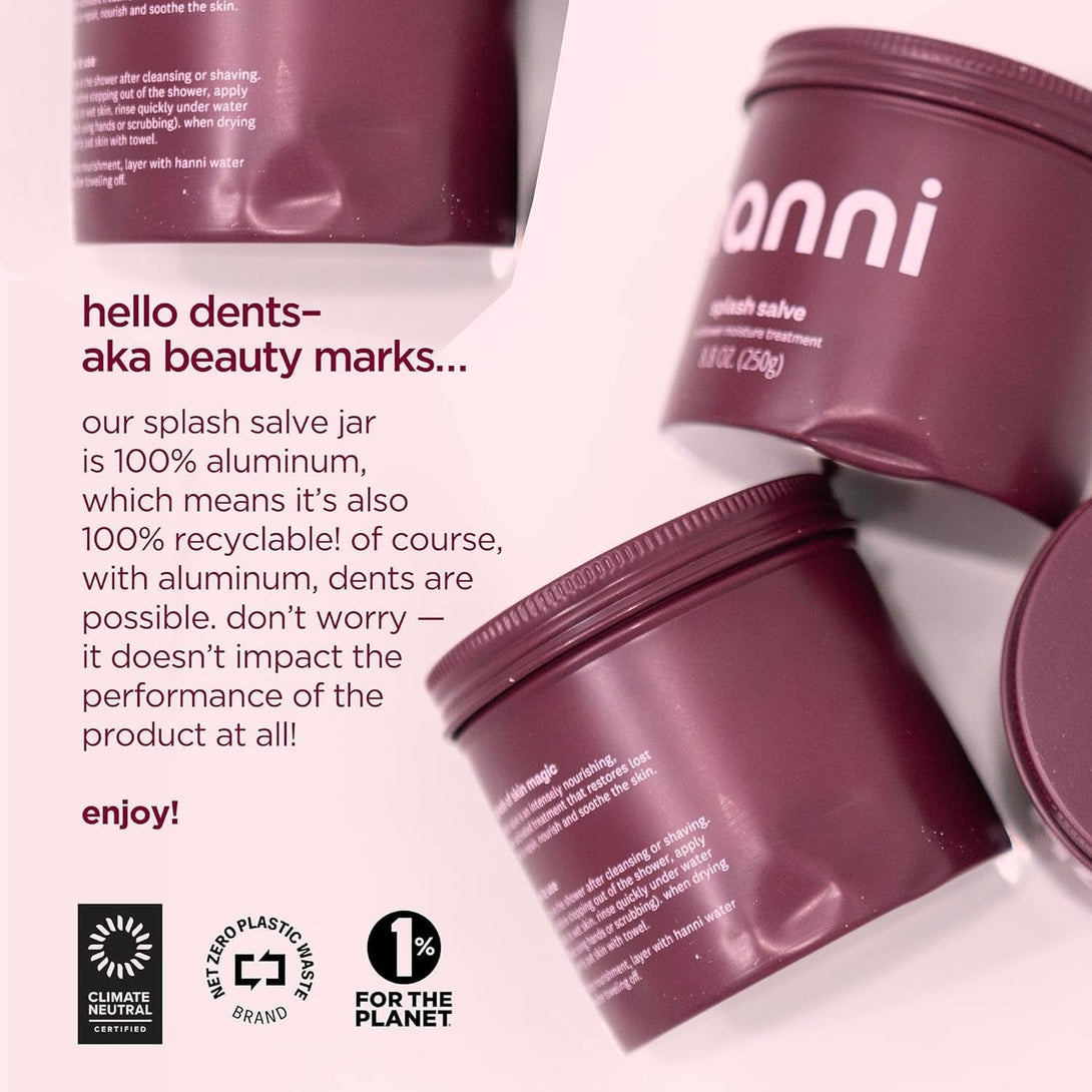 HANNI Splash Salve Body Mask, In-Shower Moisturizer with Coconut, Jojoba, Shea Butter & Glycerin, Deep Conditioning for All Skin Types, 250 Ml / 8.8 Oz