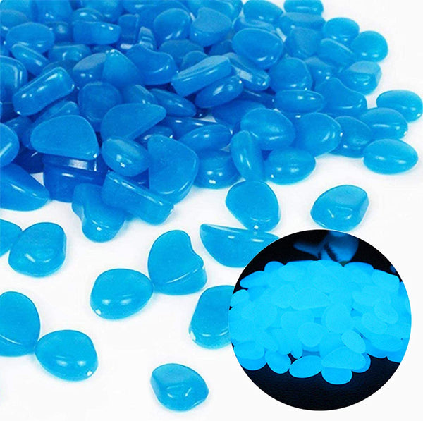 Oubest Fish Tank Rocks Glow Blue/Glow in the Dark Pebbles for Garden/Fish Tank/Aquarium/Plant Pots/Bonsai Walkway/Driveway 100Pcs