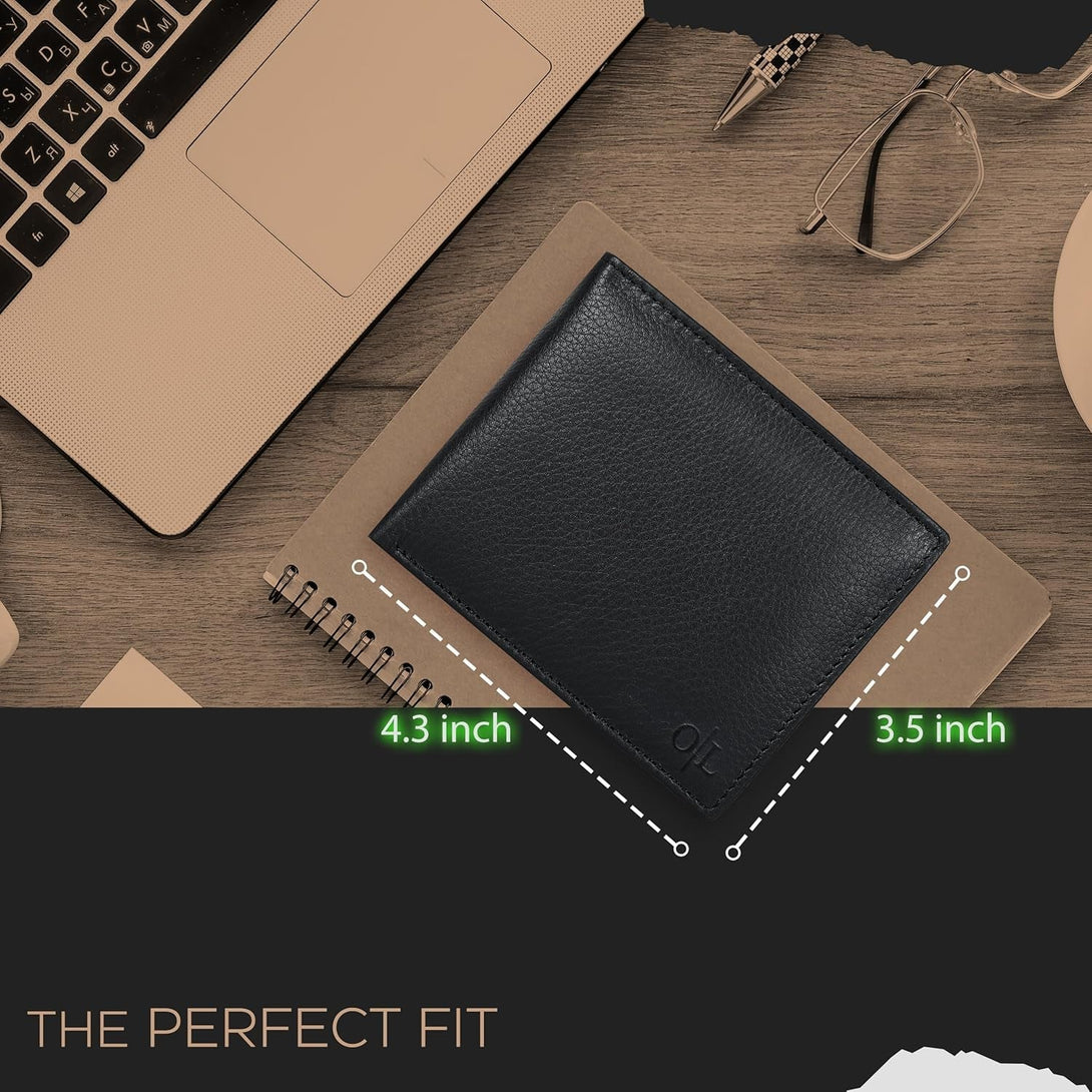 Slim Leather Wallet for Men - RFID Wallets Credit Card Holder Ultra Thin Gift for Mens, Front Pocket Minimalist Design