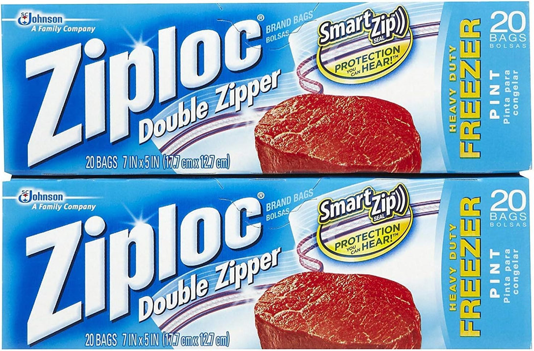 Ziploc Freezer Bags, Pint Size - 20 Ct - 2 Pk