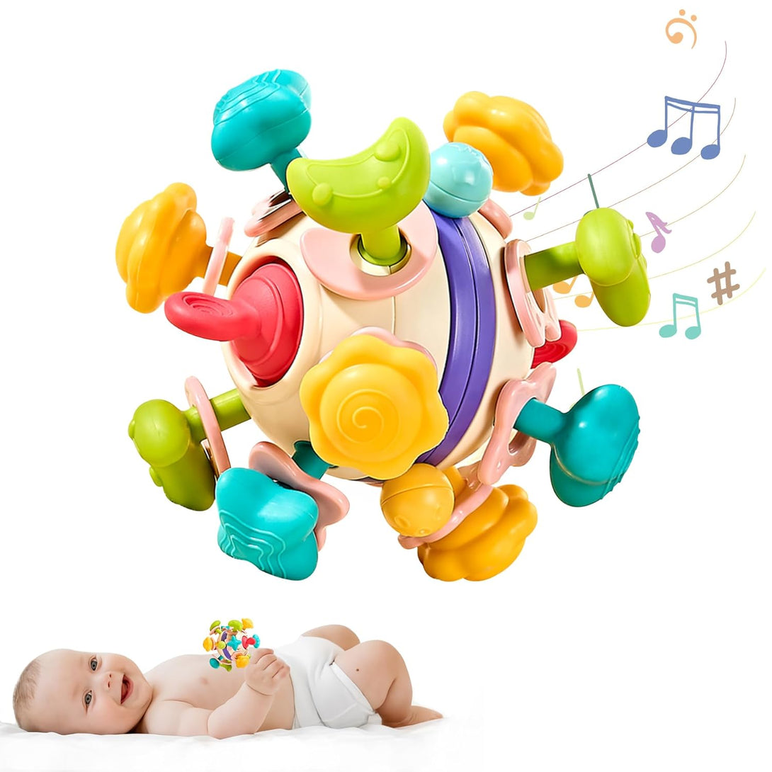 Baby Sensory Teething Toys, Teethers for Babies 0 3 6 9 12 18 Months, Shower Gifts for 1 2 One Two Year Old Girls Boys, Infant Chew Rattles Toys, Newborn Toddler Montessori Learning Developmental Toy