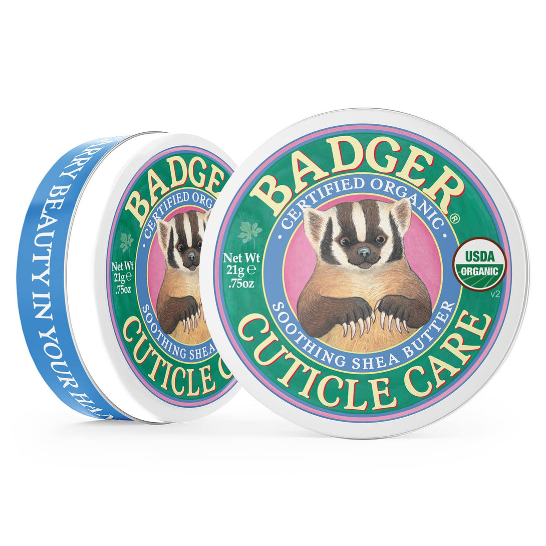 Badger Organic Cuticle Care Balm - Natural Nail Care Cream with Shea Butter, Vitamin-Rich Seabuckthorn Extract to Strengthen, Soothe & Restore Dry & Splitting Cuticles – Light Citrus Scent - .75Oz